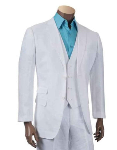 White Linen Men's Suit for Summer Weddings