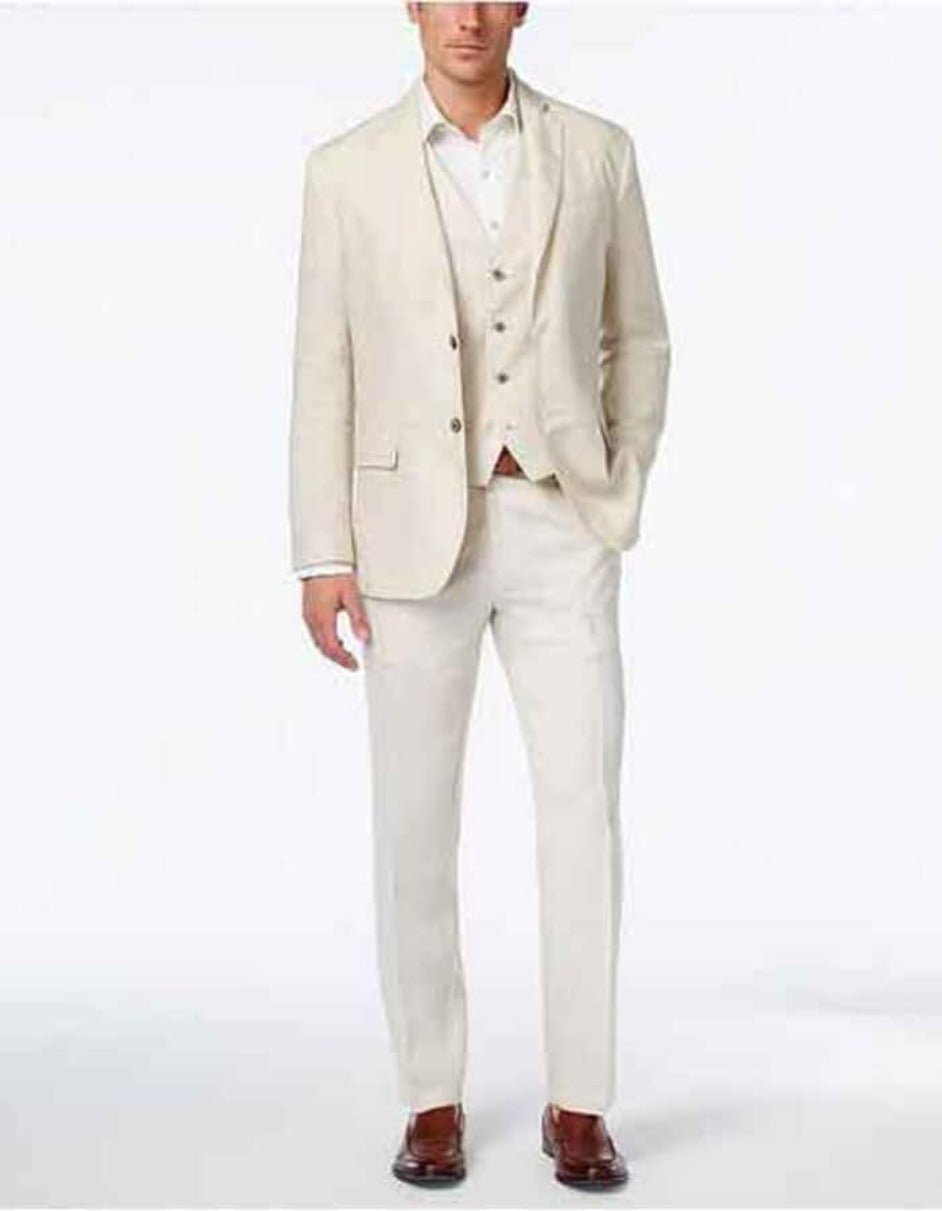 Natural Linen Men's Summer Suit for Beach Weddings