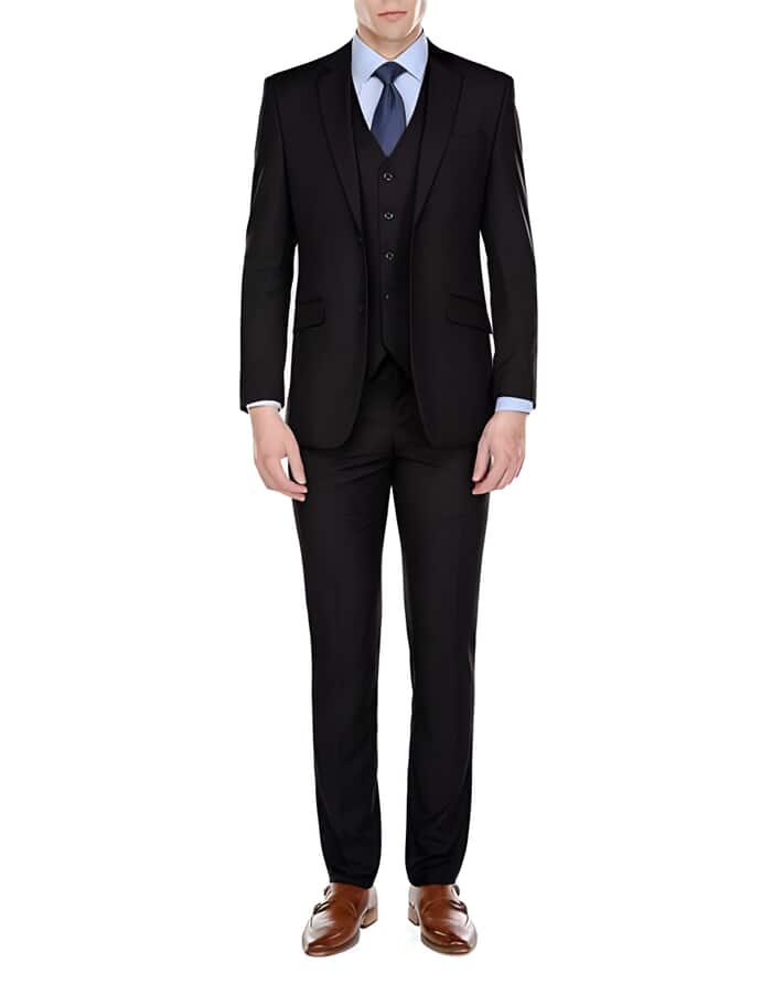 2 Button Black Wedding / Prom Inexpensive ~ Cheap ~ Discounted Clearance Sale Extra Slim Fit Prom 3 Piece Suits