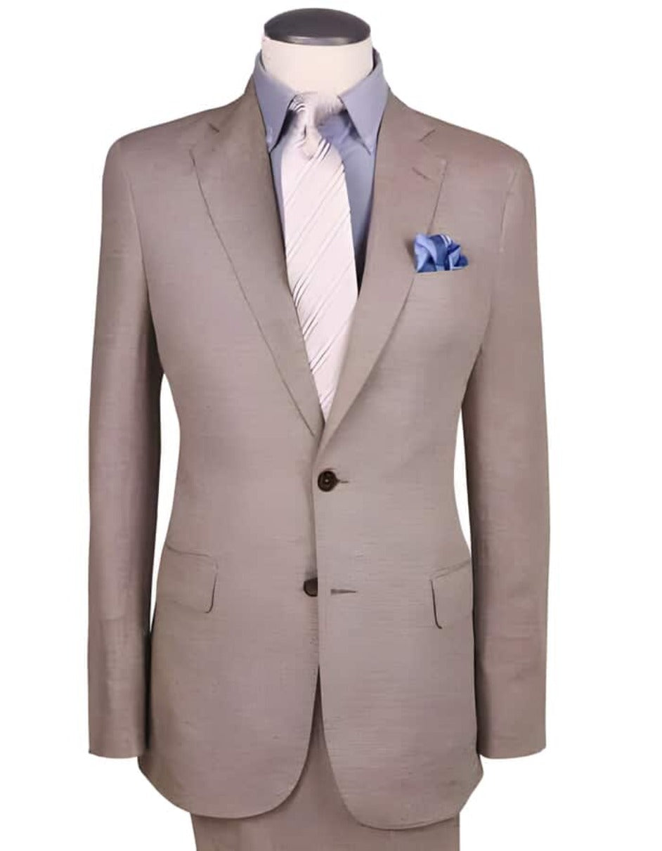 Linen Summer Suit in Dark Tan, Taupe, Khaki