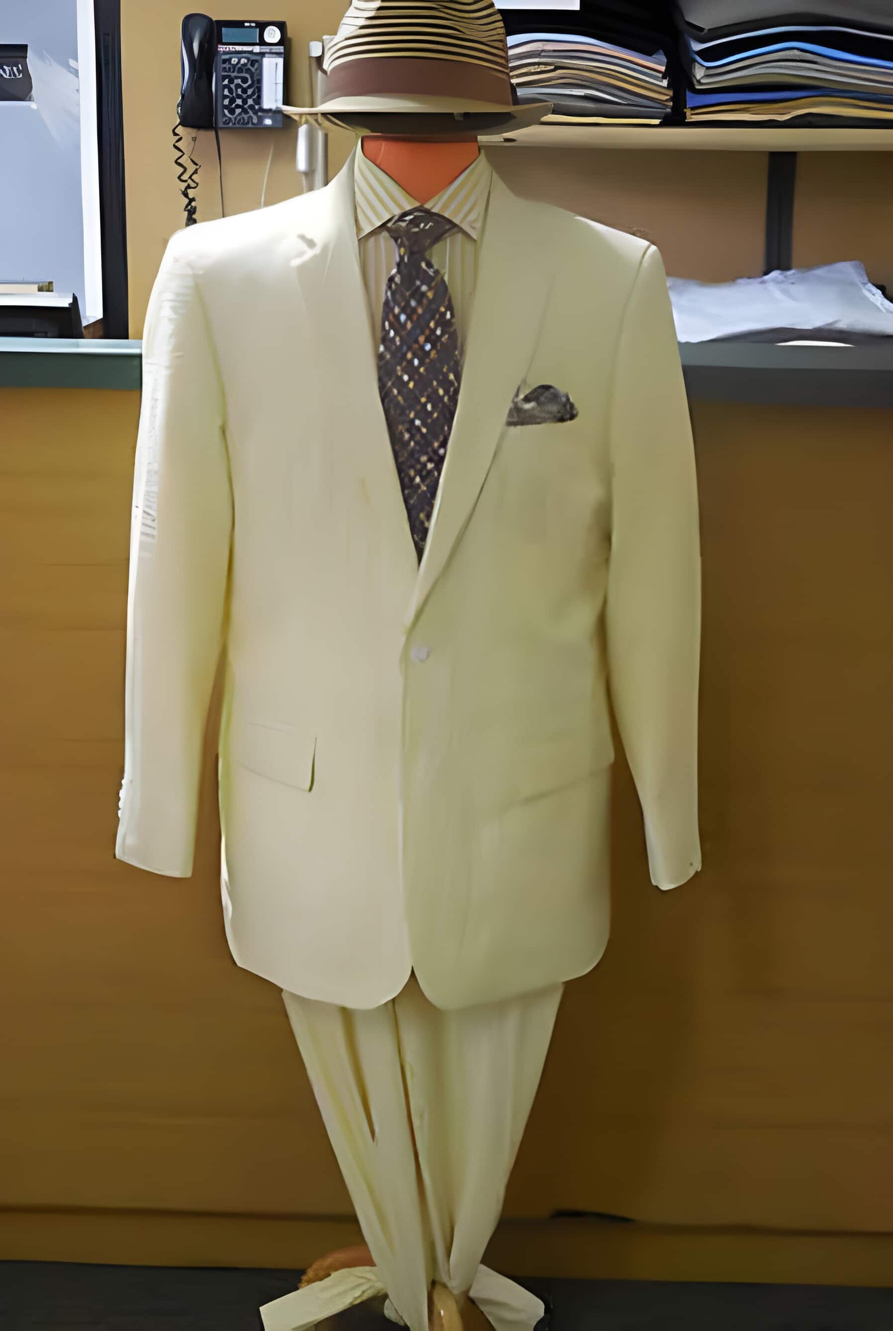 2 Button Yellow Seersucker Suits