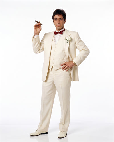 Tony Montanaβs Ivory Vested Suit β Classic Ivory 3 Piece Suit for Wedding, Formal and Evening Wear