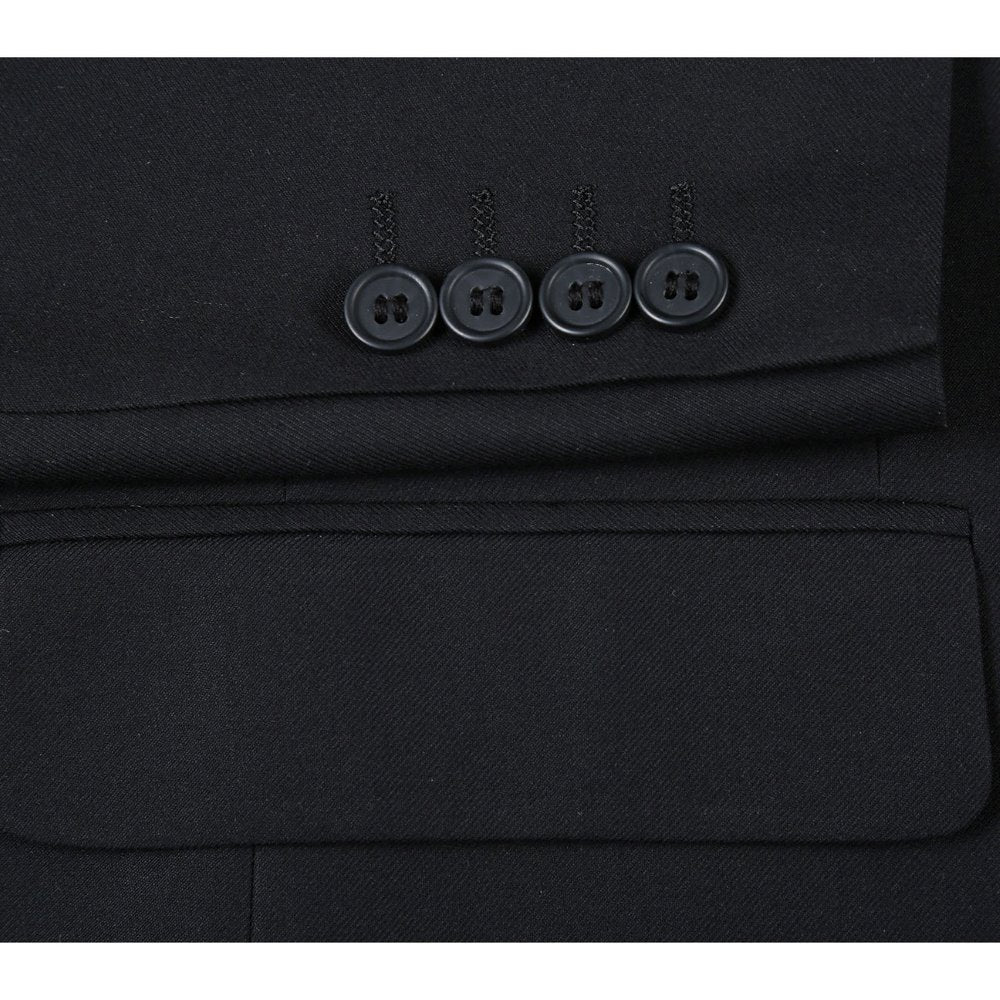 Slim Fit Black Double Breasted Peak Lapel Tuxedo