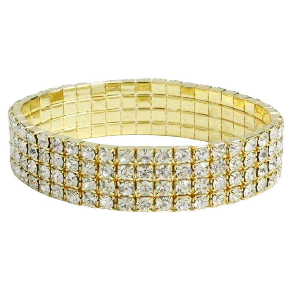 Gold Paved Encrusted Rhinestone Bracelet | Formal Dresses Accessories