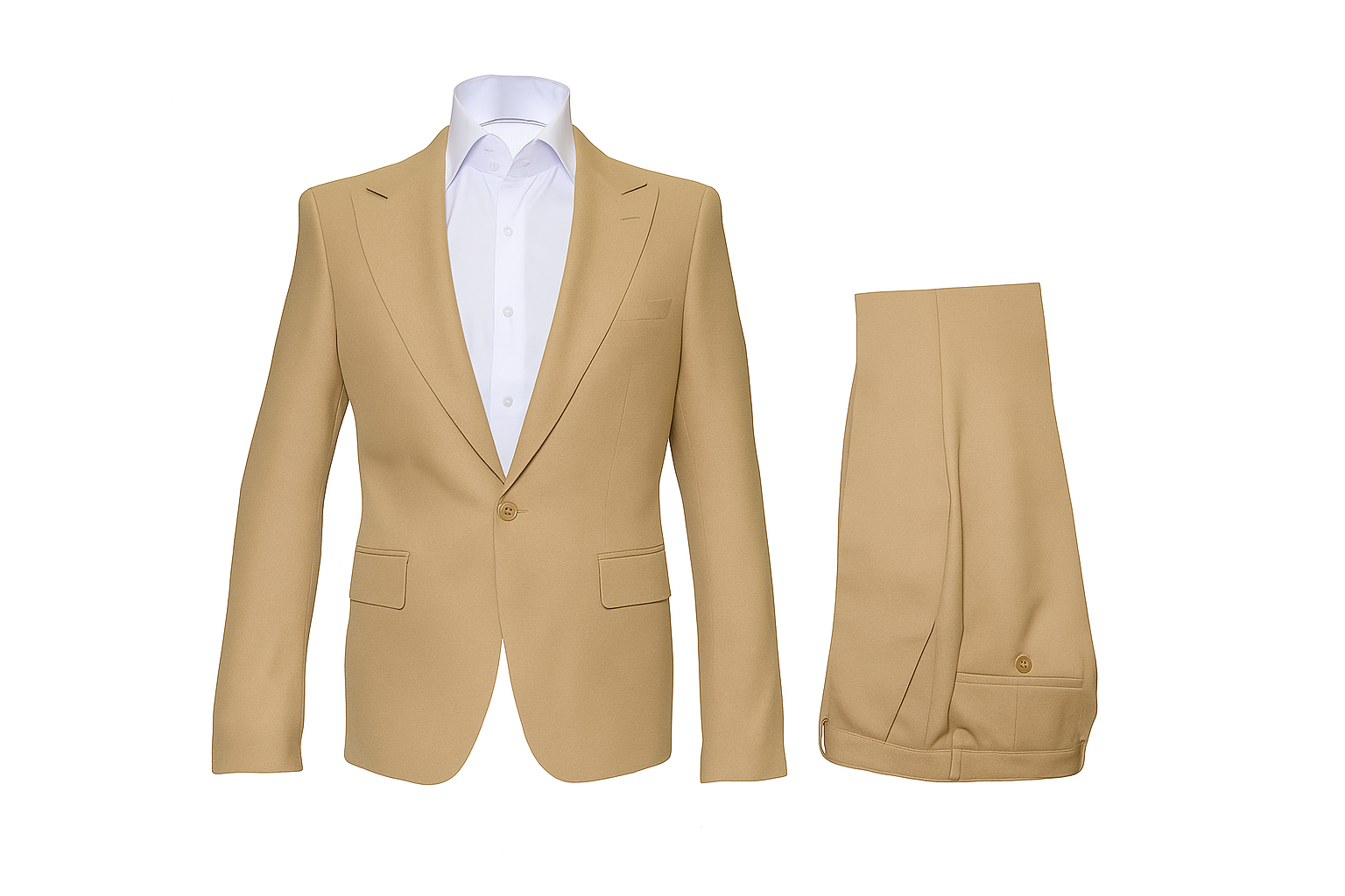 Rossiman Tan Seersucker Peak Lapel Summer Suit