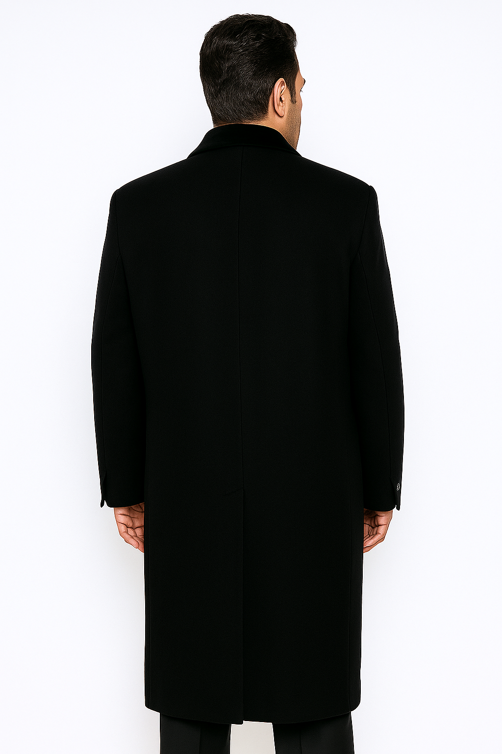 Black Cashmere Chesterfield Overcoat, Full Length 1920s