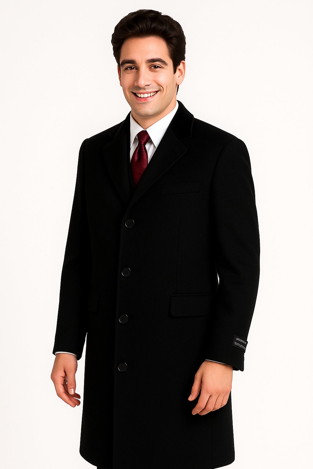 Black Cashmere Chesterfield Overcoat, Full Length 1920s
