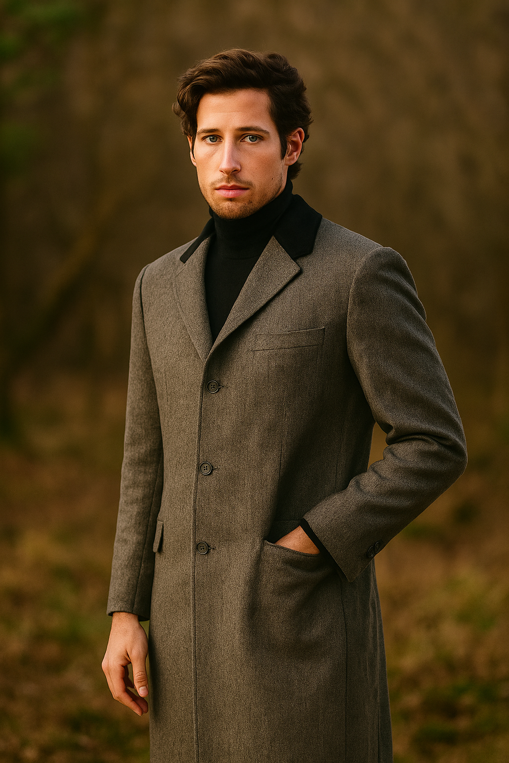 Herringbone Wool & Cashmere Chesterfield Overcoat