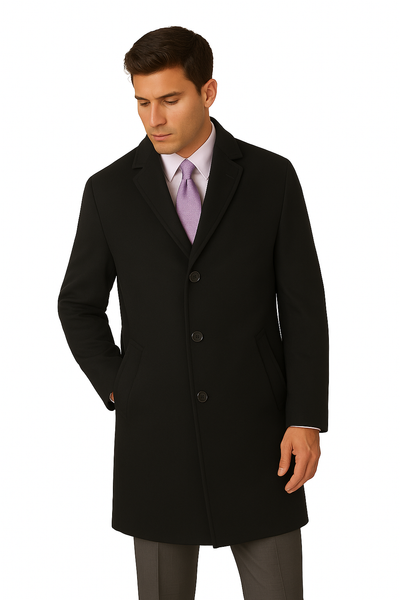 Menβs Heavy Wool Overcoat Full Length Topcoat