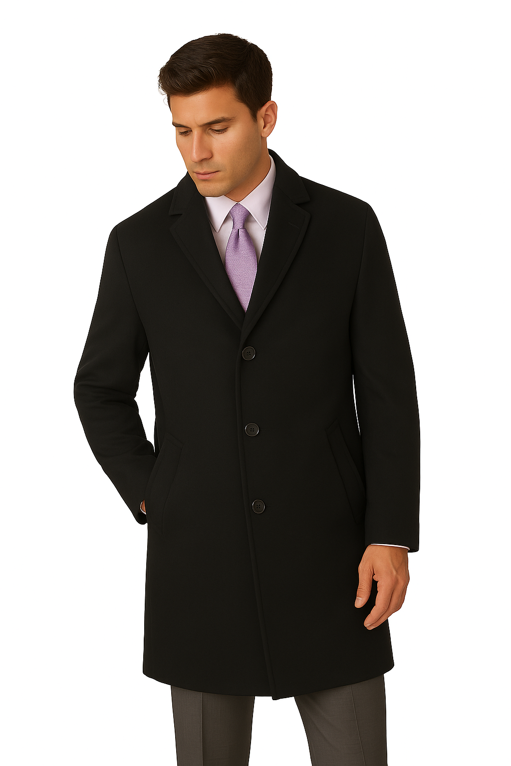 Men’s Heavy Wool Overcoat Full Length Topcoat
