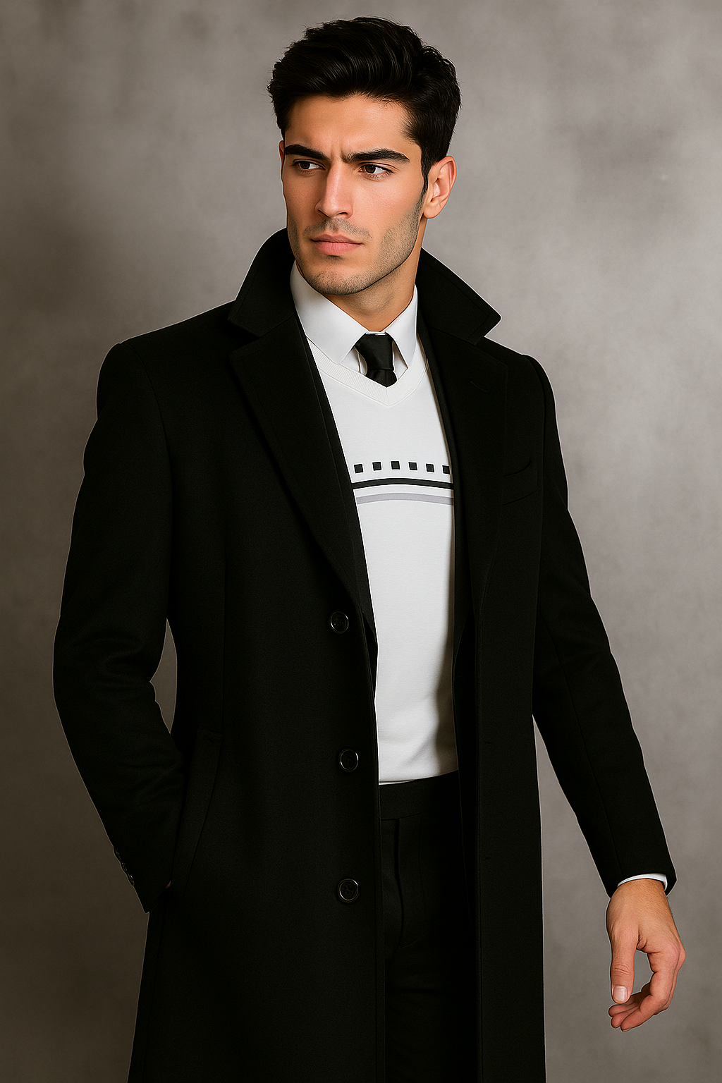 Men's Black Wool Overcoat - Big & Tall Topcoat