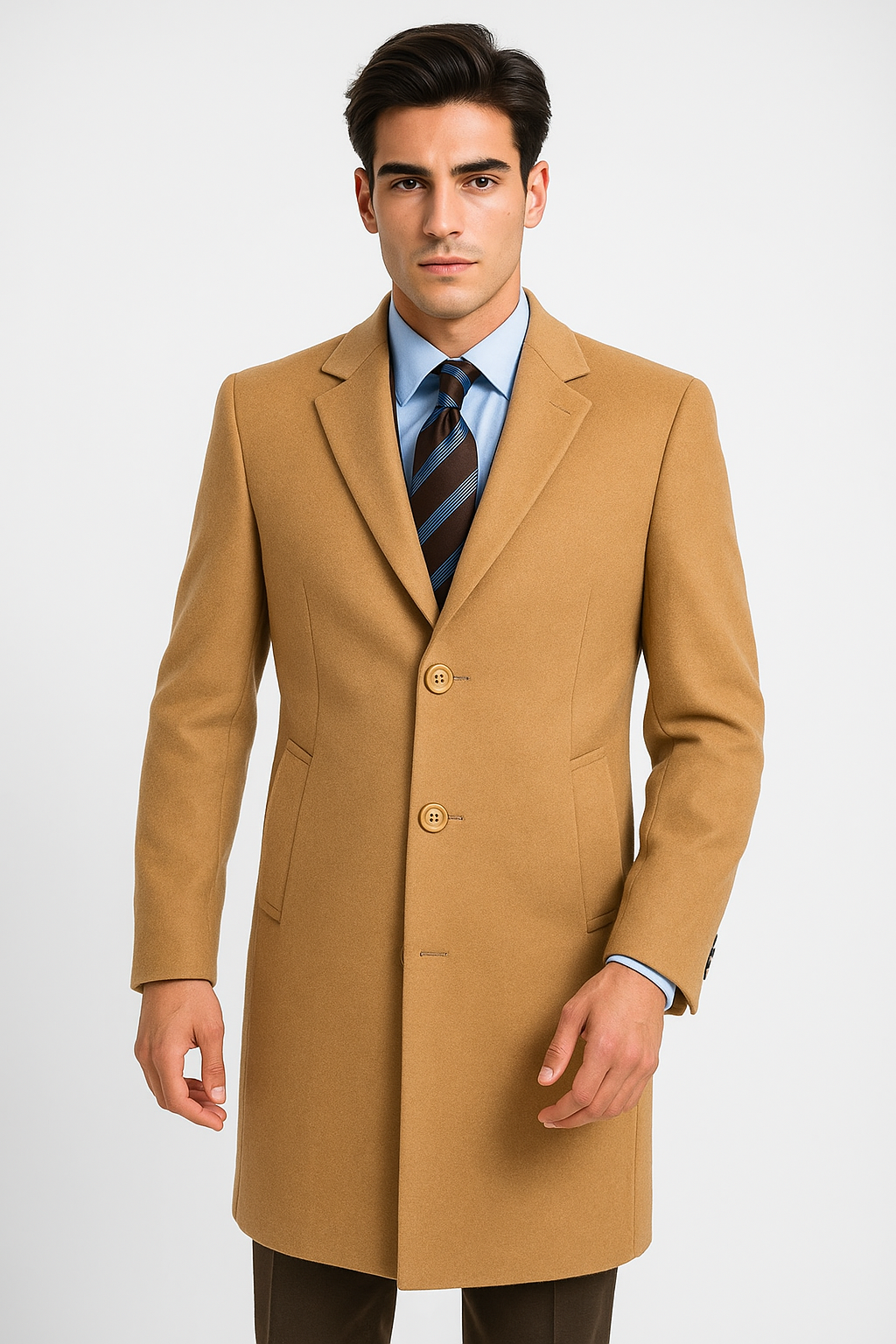 Men's Camel Wool & Cashmere Full Length Topcoat