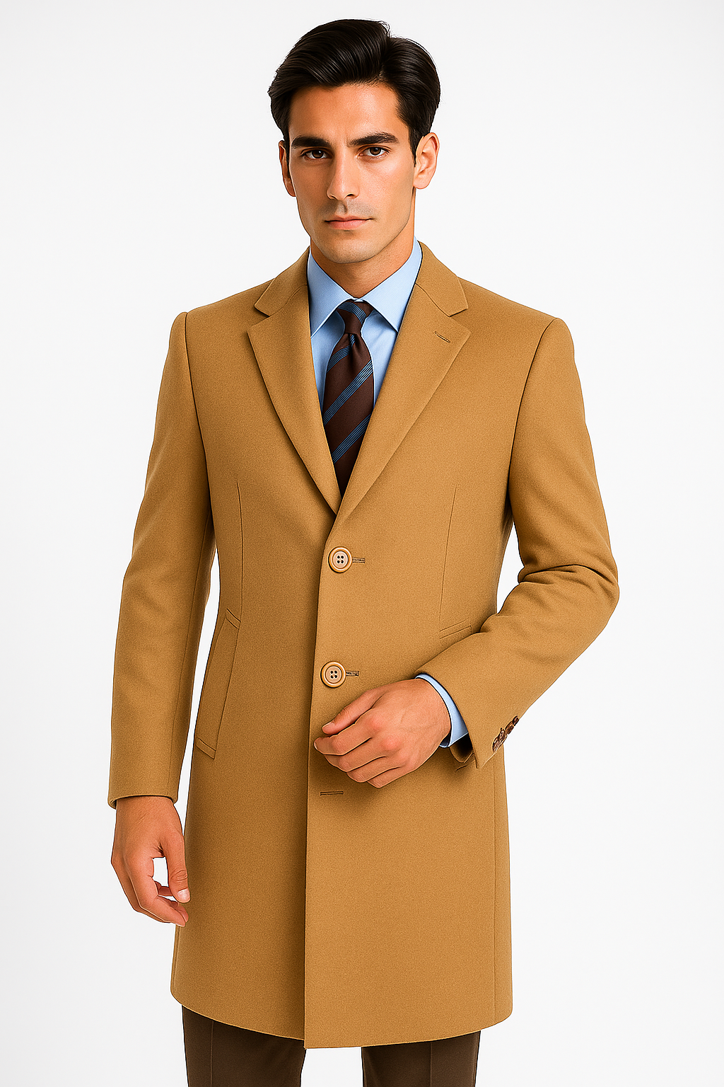 Men's Camel Wool & Cashmere Full Length Topcoat