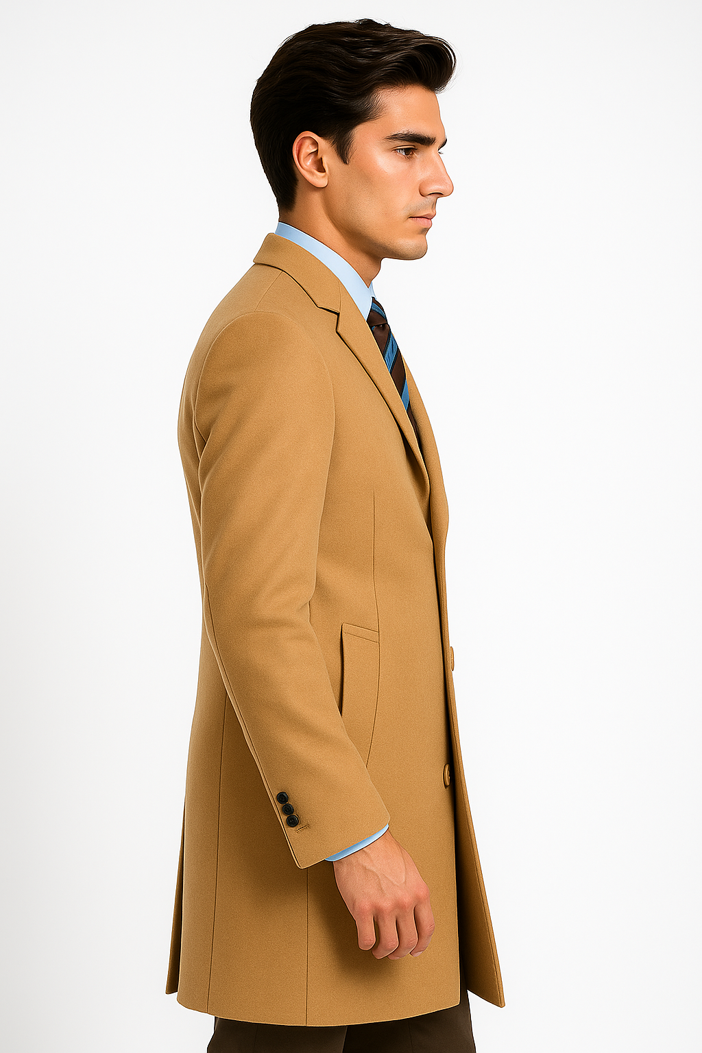 Men's Camel Wool & Cashmere Full Length Topcoat