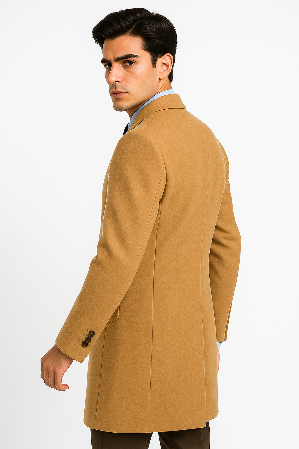 Men's Camel Wool & Cashmere Full Length Topcoat