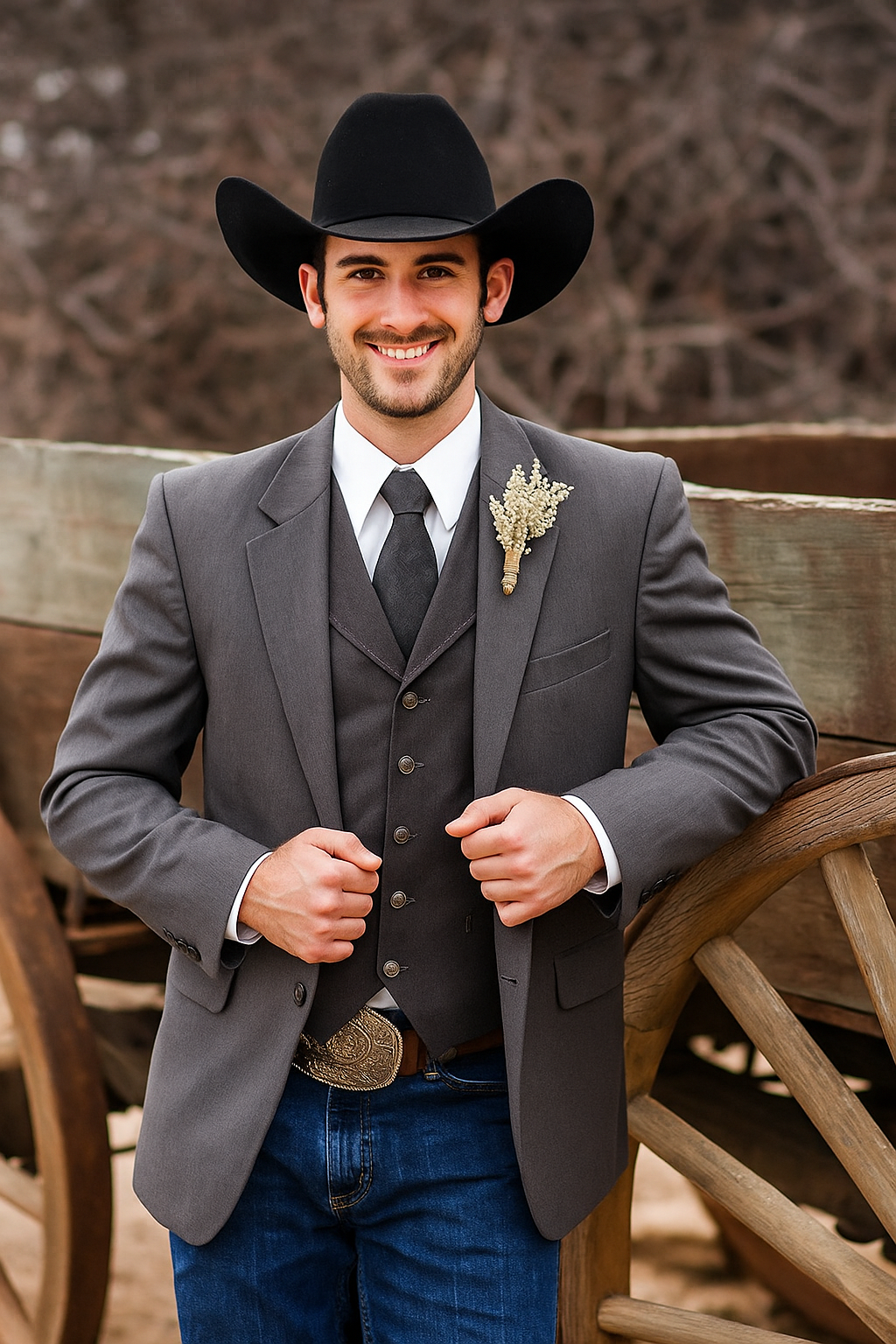 Rustic Western Cowboy Suit Jacket for Weddings
