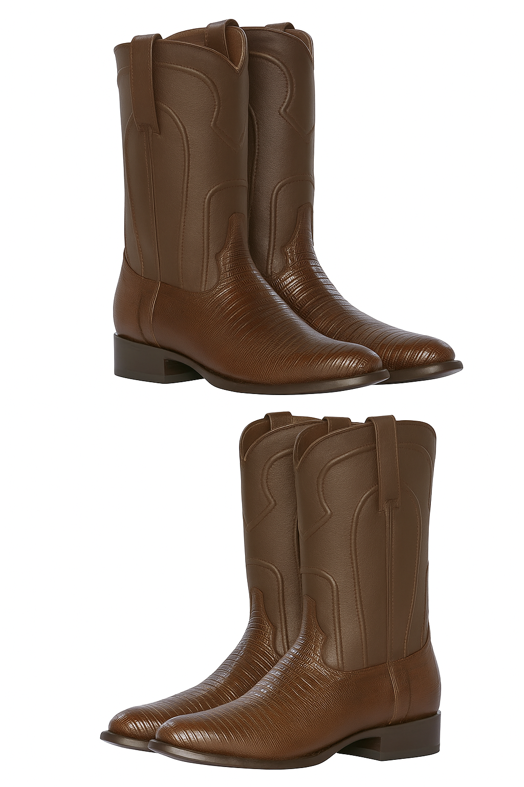 Los Altos Boots Men's Lizard Teju Roper Western Boots Brown