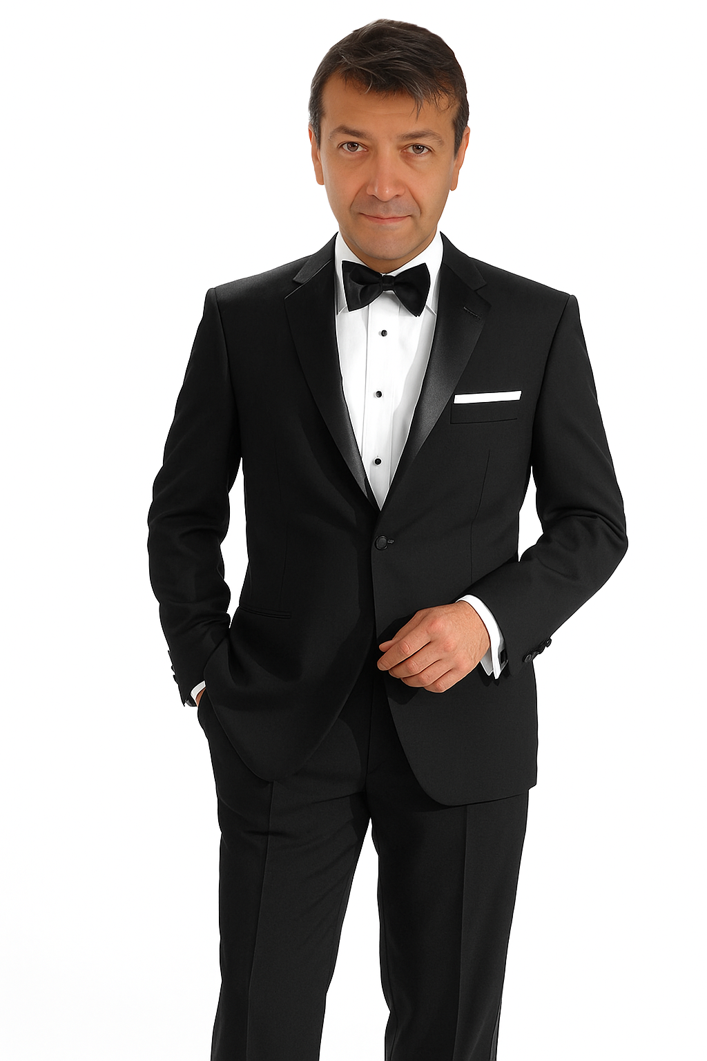 Mantoni 140s Wool 1-Button Tuxedo Black
