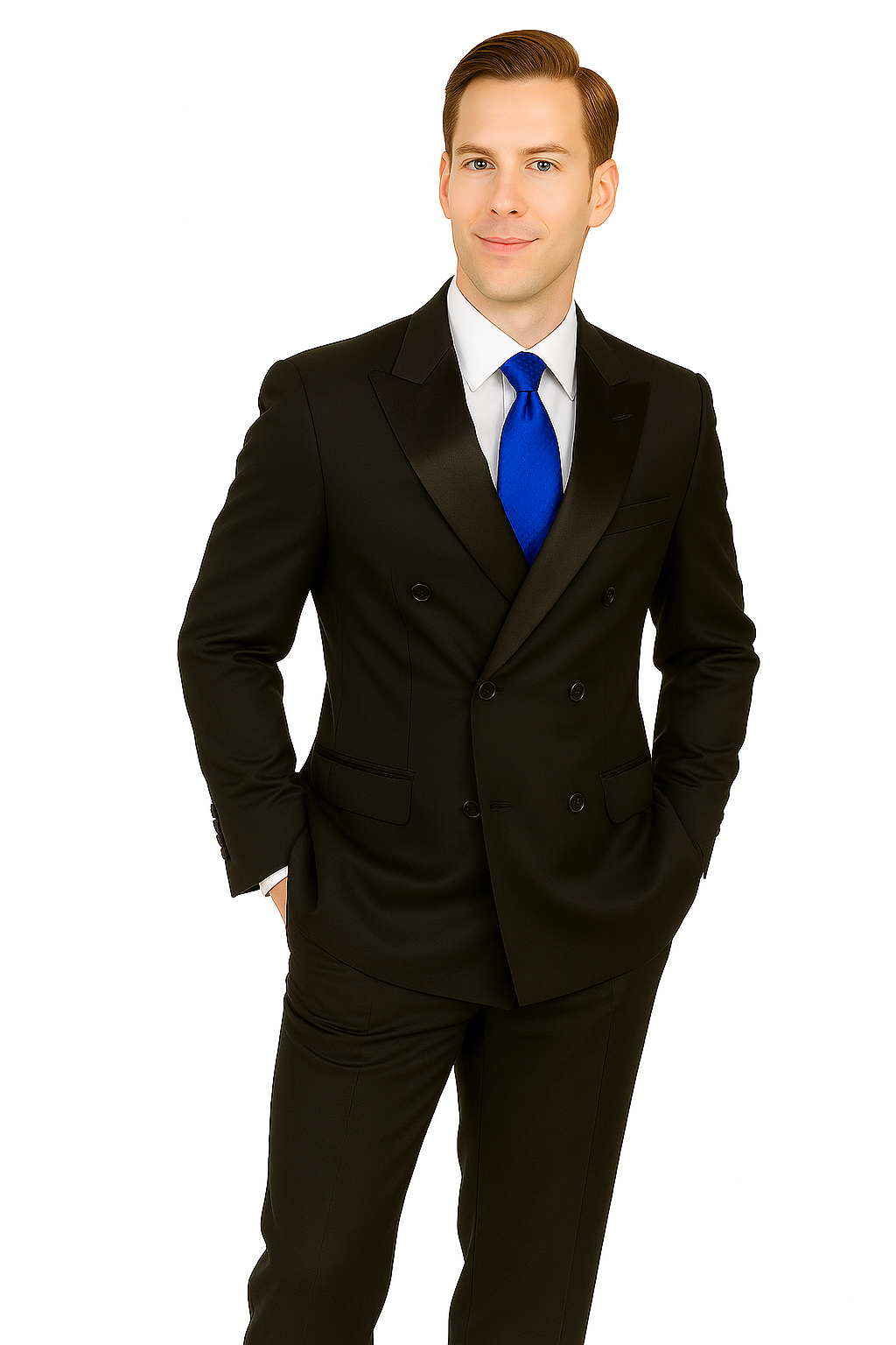 Giorgio Fiorelli Black Stripe Double-Breast Suit