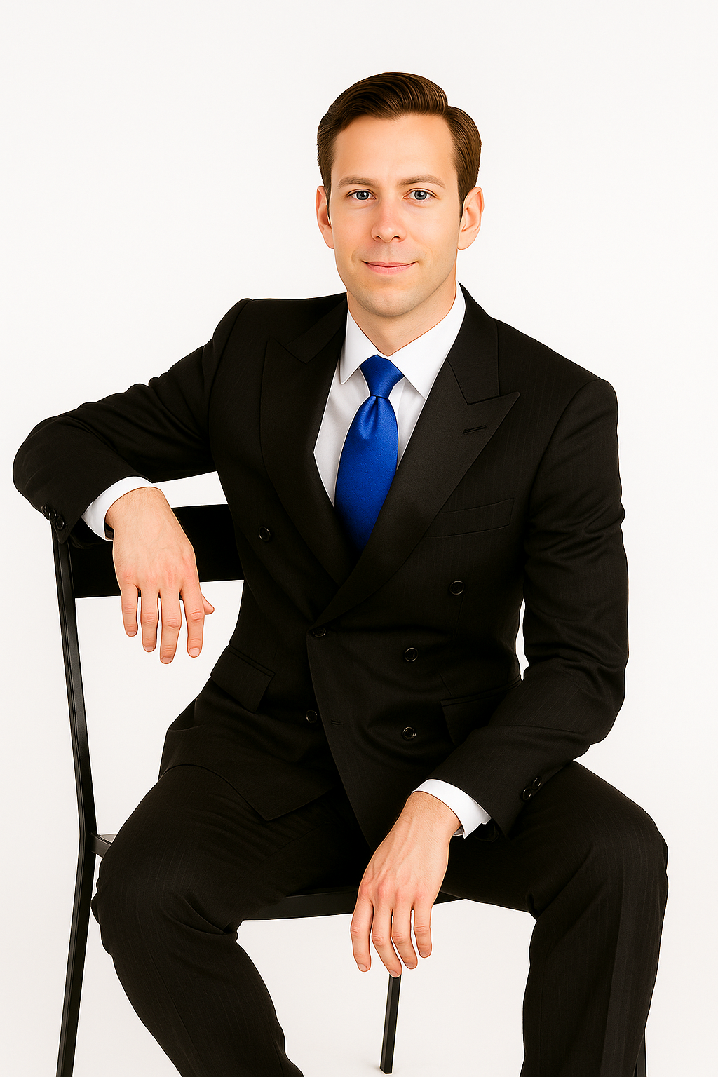 Giorgio Fiorelli Black Stripe Double-Breast Suit