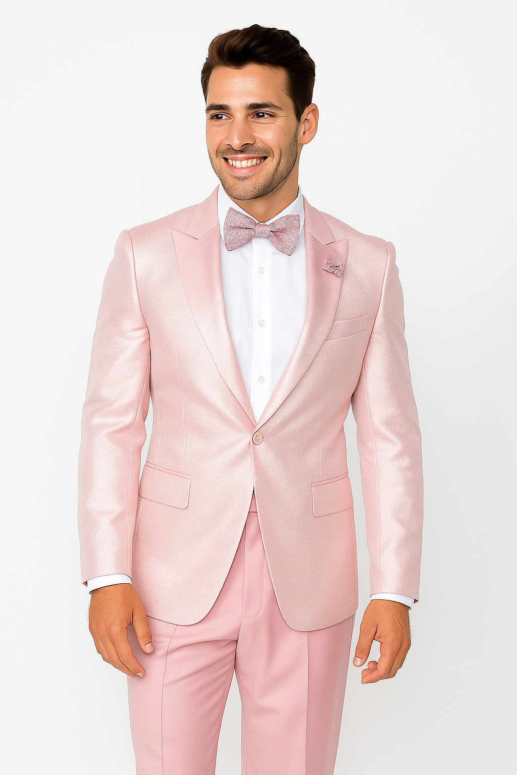 Tiglio Rosso Suit - Classic Fit Athletic Cut 100% Wool Super 150s Italian Fabric Peak Lapel in Color Light Pink