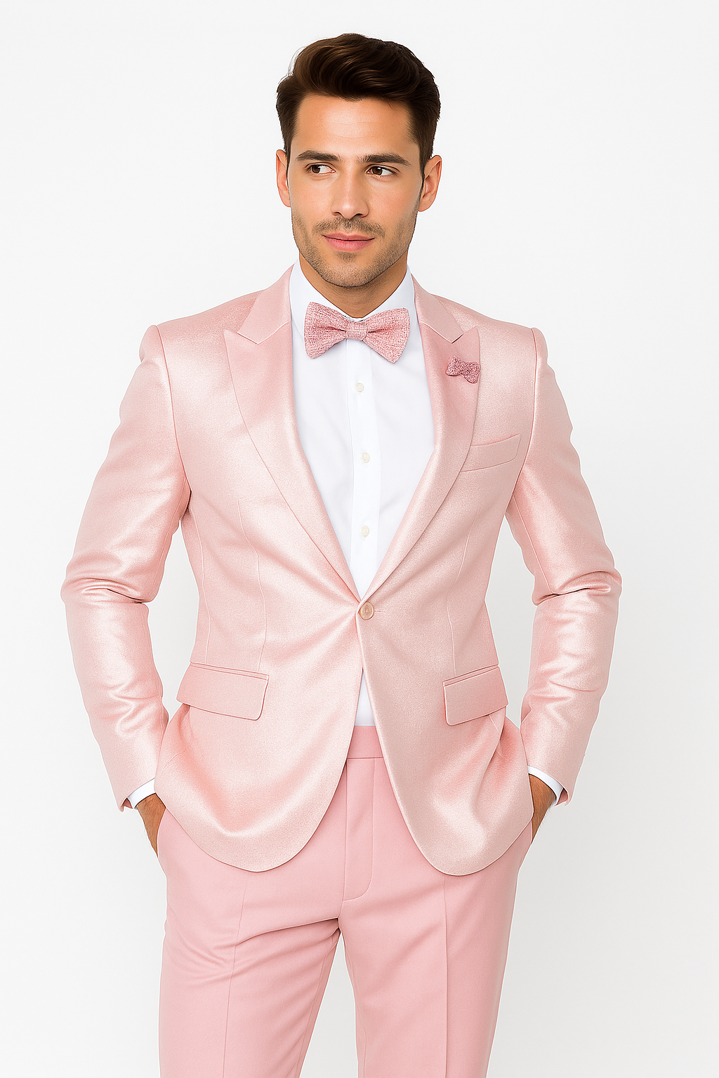 Tiglio Rosso Suit - Classic Fit Athletic Cut 100% Wool Super 150s Italian Fabric Peak Lapel in Color Light Pink