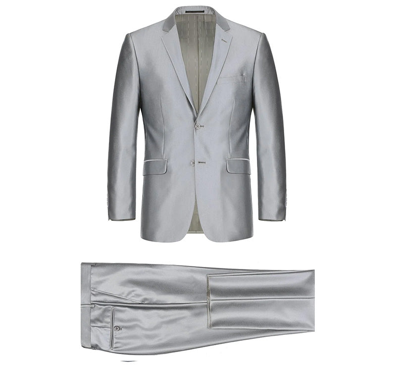 Gray Sharkskin Italian Slim Suit by Renoir