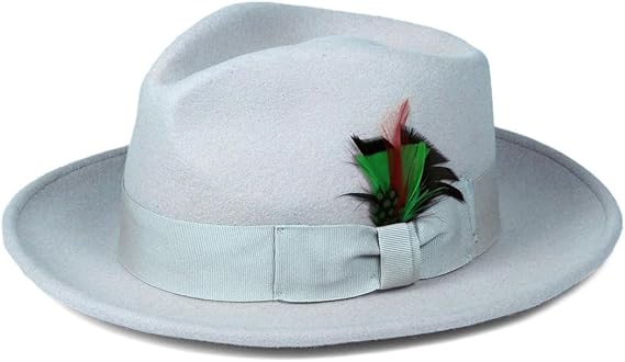 Sky Blue Crushable Wool Fedora - Removable Feather