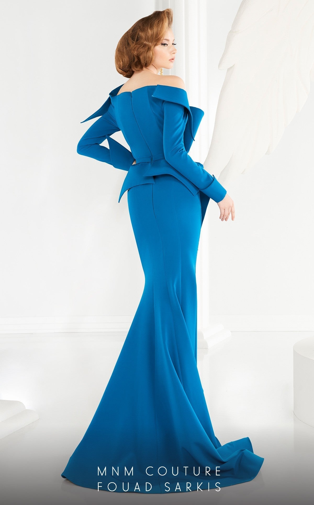 Fouad Sarkis 2540 Off-Shoulder Origami Fishtail Gown by MNM Couture