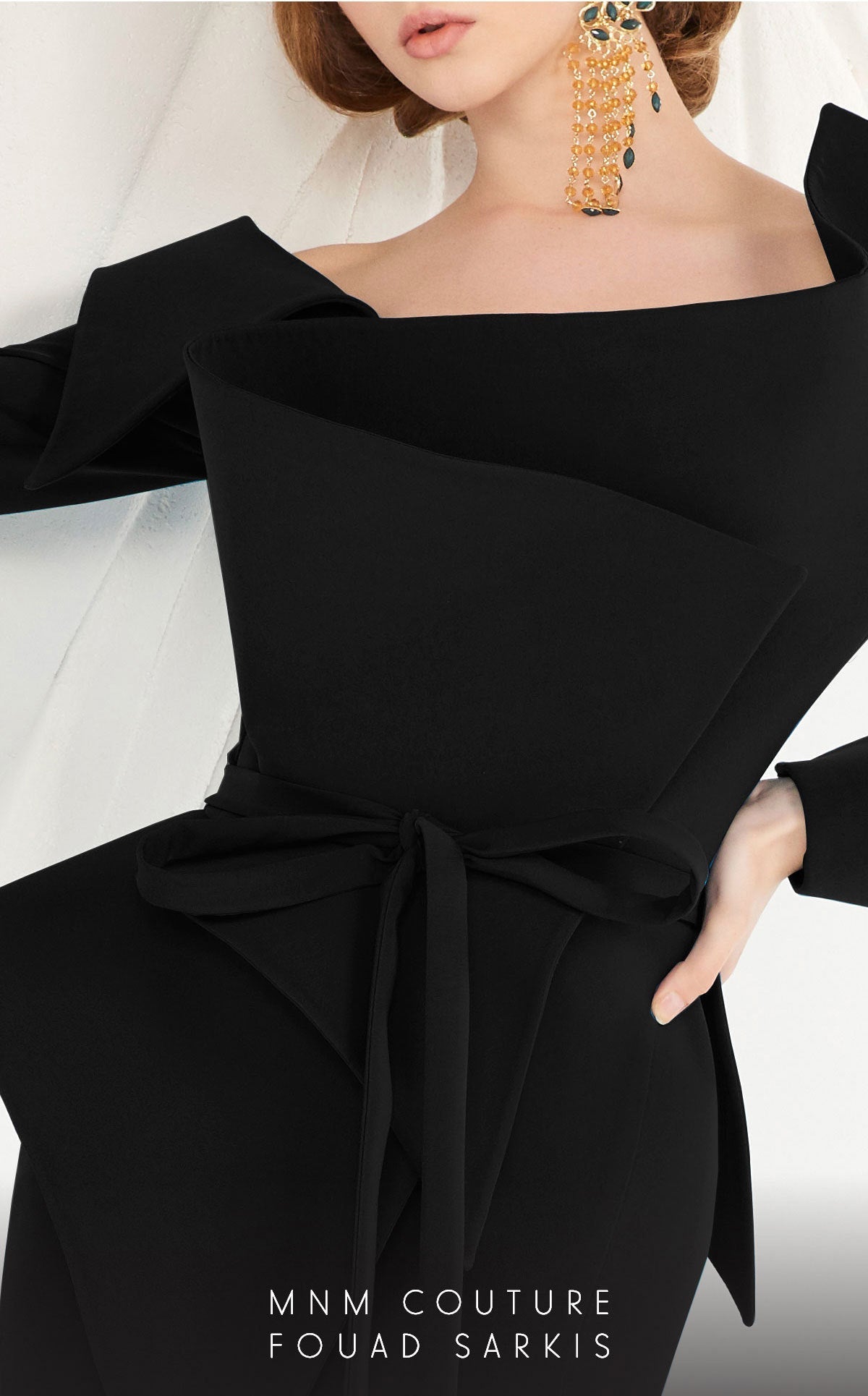 Fouad Sarkis 2540 Off-Shoulder Origami Fishtail Gown by MNM Couture