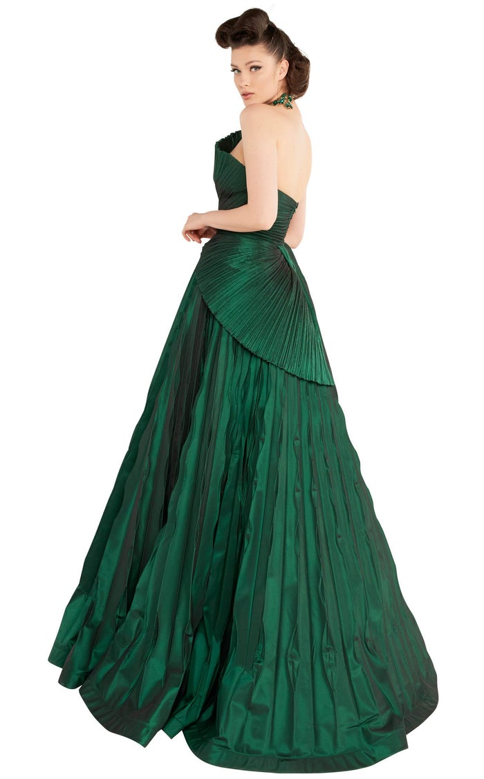Fouad Sarkis 2558 Strapless Pleated Fuchsia Gown by MNM Couture