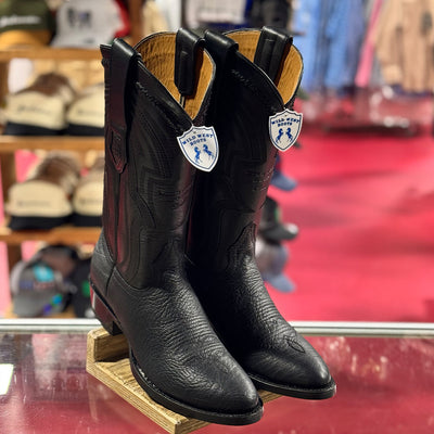 Wild West Men's Bull Shoulder Western Boots R Toe - Black