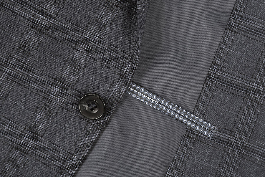 San Gemini 3 Piece Gray Glen Plaid Suit