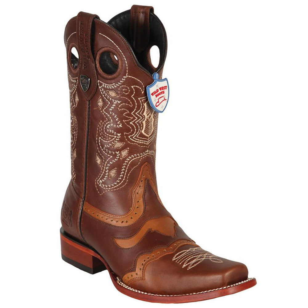 Brown Square Toe Boots