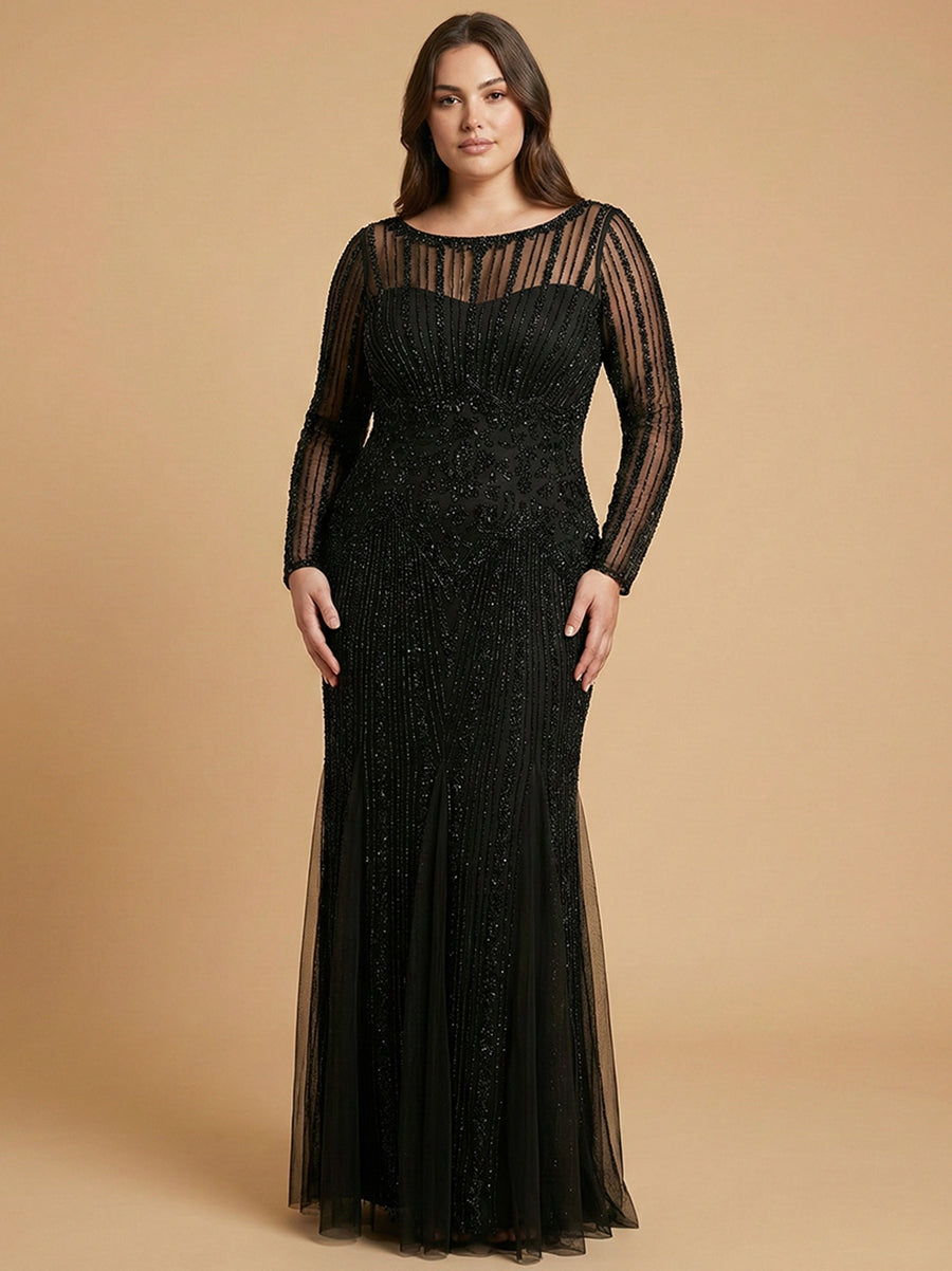 Lara High Neck Beaded Gown