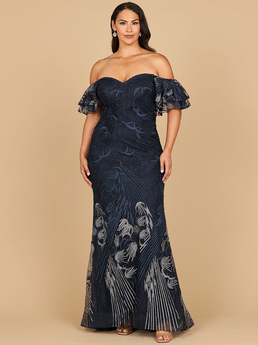 Lara 28884- Off Shoulder Mermaid Lace Gown