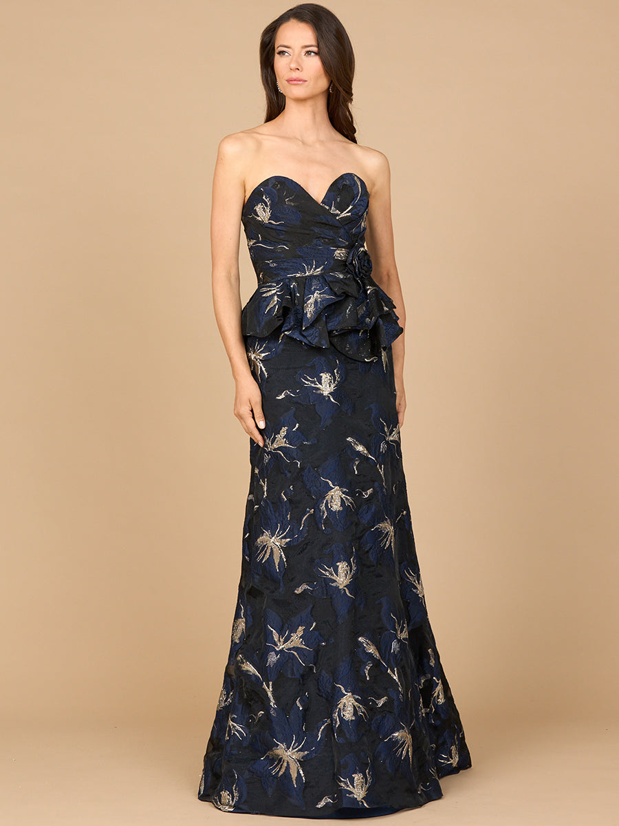 Strapless Brocade Gown with Bolero