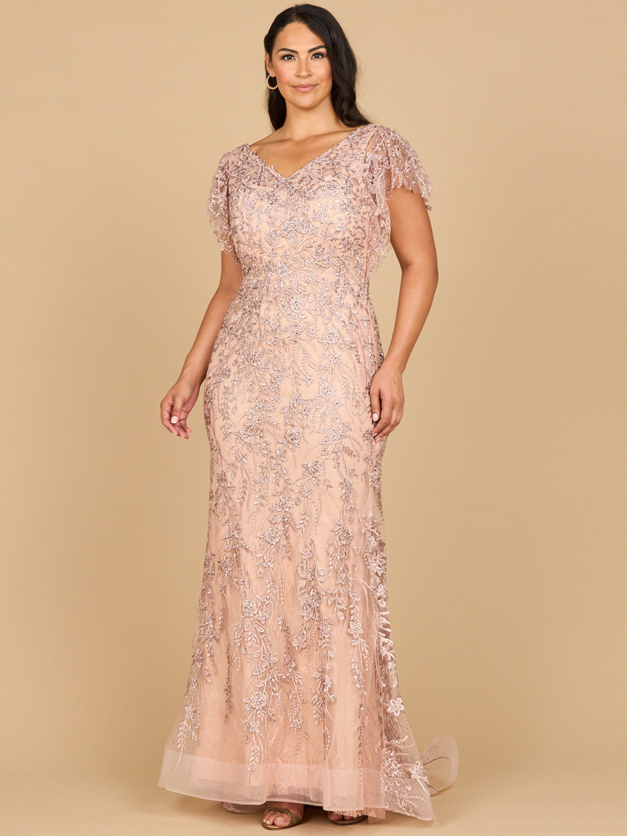 Cap Sleeve Mermaid V-neck Gown
