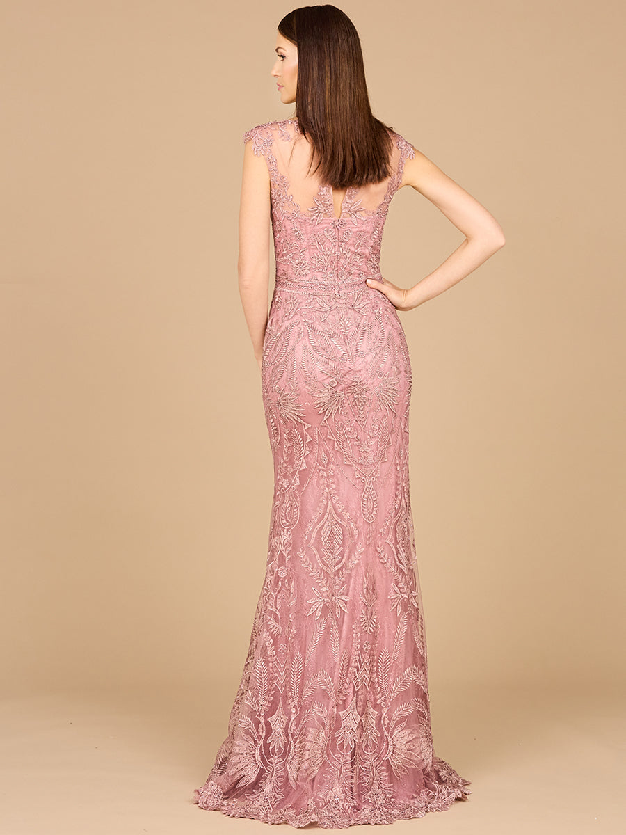 Detachable Half Sleeve Lace Sheath Gown