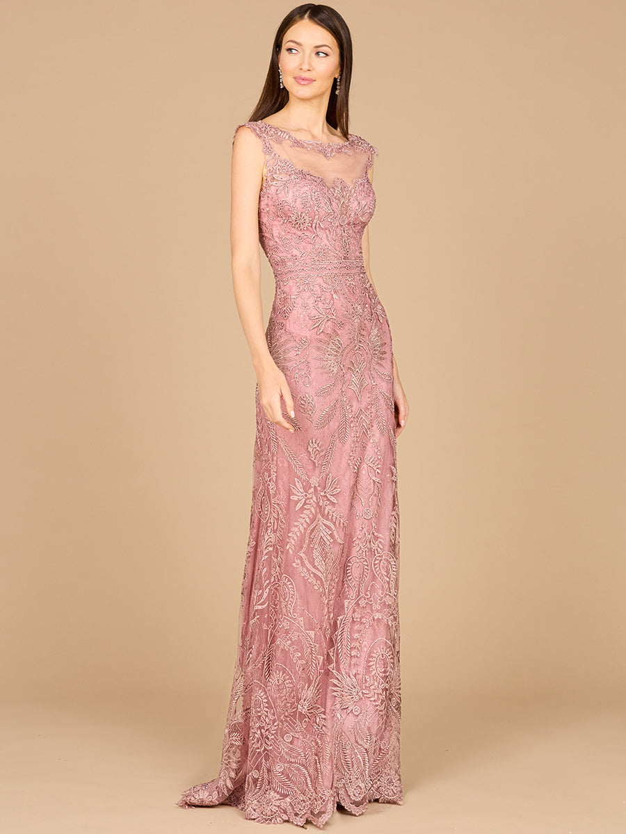 Detachable Half Sleeve Lace Sheath Gown