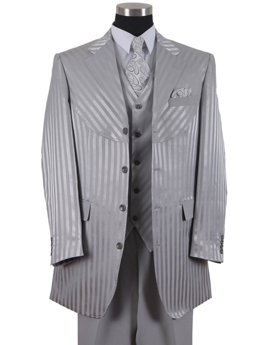 Grey Ton on Ton Stripe 3 Button Suit
