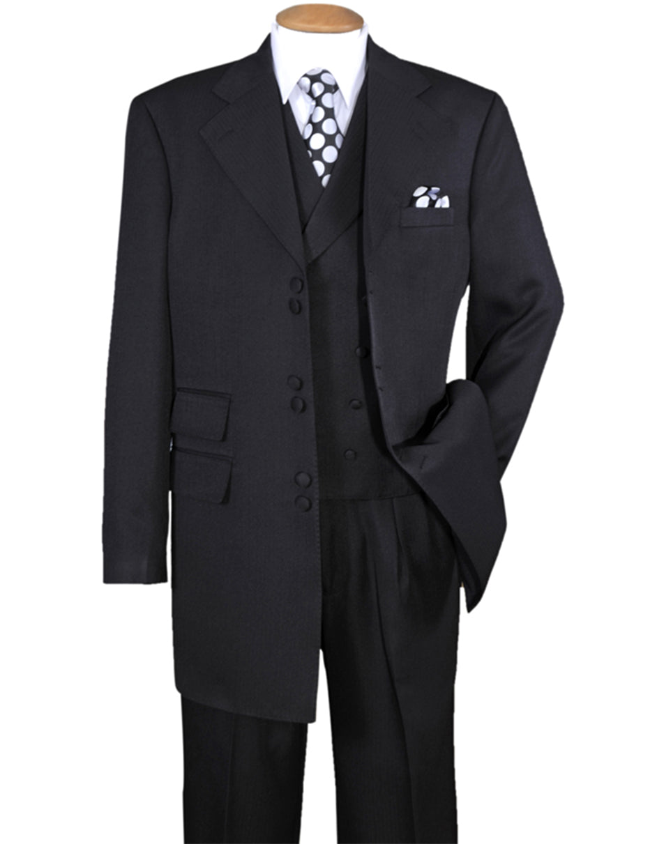 6 Button Double Breasted Black Vest Suit for Men