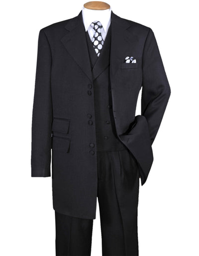 6 Button Double Breasted Black Vest Suit for Men