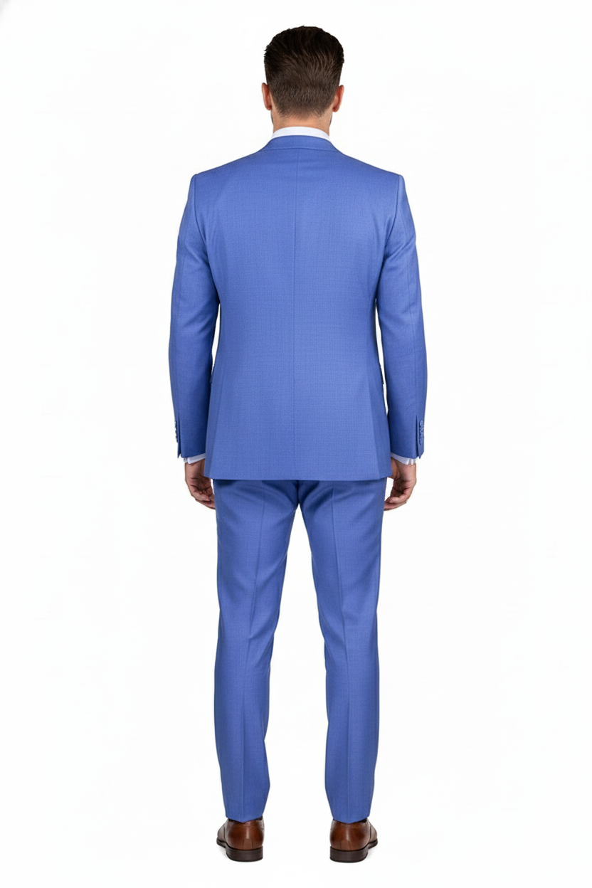 Men’s Light Blue Double-Breasted 3-Piece Suit Set – Tailored Fit Formal Business Suit in Steel Blue Sky Blue Color