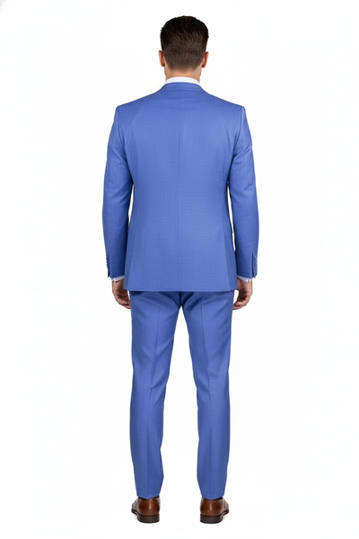 Men’s Light Blue Double-Breasted 3-Piece Suit Set – Tailored Fit Formal Business Suit in Steel Blue Sky Blue Color