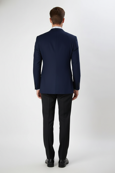 Men’s Navy Blue Double-Breasted Blazer - Suit Jacket – Premium Tailored Fit Formal Wedding and Business Sport Coat