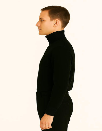 Men's Black Turtleneck Sweater β Classic Slim Fit Knit Pullover for Winter Layering