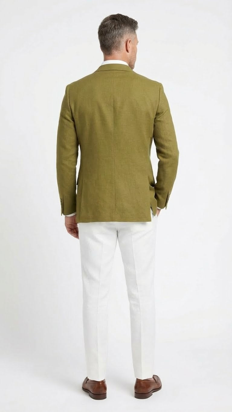 Men’s Olive Green Blazer Sport Coat – Linen Fabric Summer in pistachio sage green