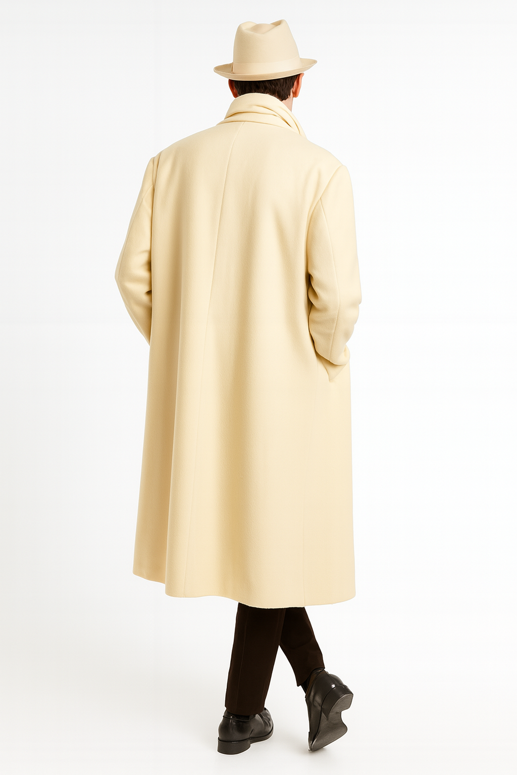 Men’s Long Wool Overcoat in Ivory