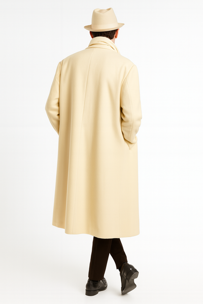 Men’s Long Wool Overcoat in Ivory